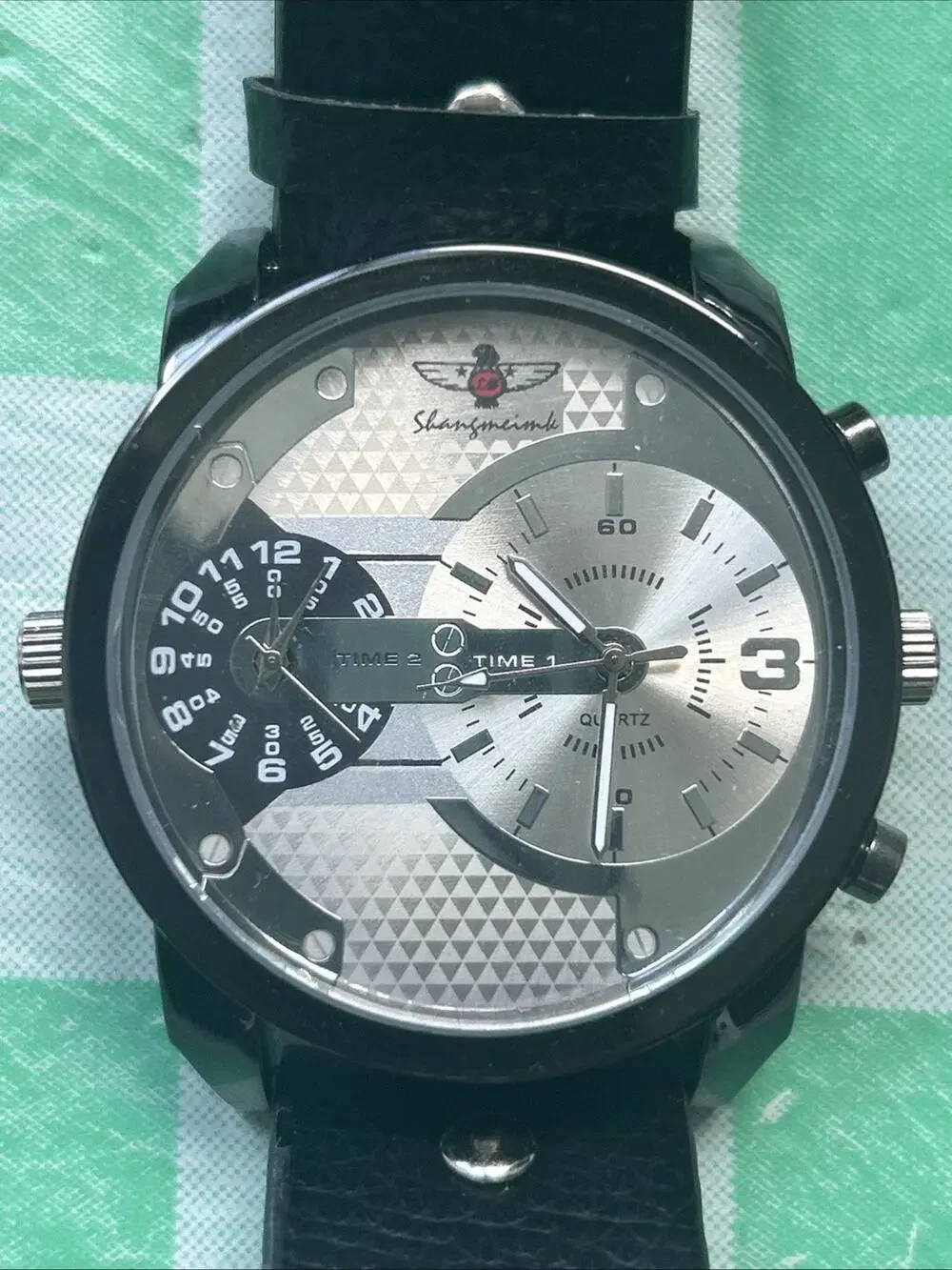 Dual Time Black Case And Band Men’s Quartz Watch